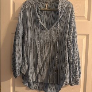 Free People Striped Blue Women's Top